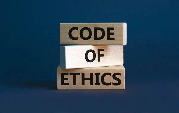 Símbolo Código Ética Concepto Palabras Código Ética Bloques Madera Sobre — Foto de Stock