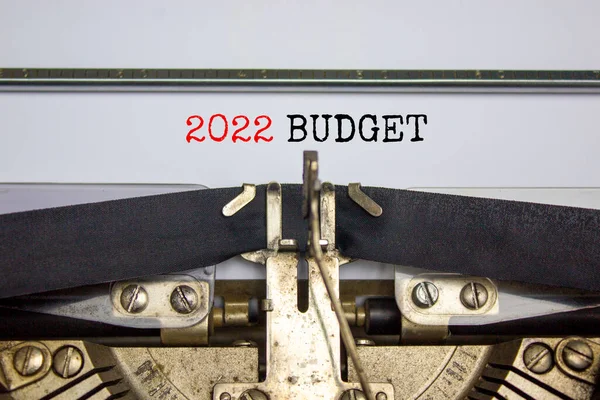 2022 budget New Year symbol. Words \'2022 budget\' typed on retro typewriter. Business and 2022 budget New Year concept. Copy space.