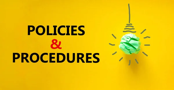Policies Procedures Symbol Green Shining Light Bulb Icon Words Policies — Stockfoto