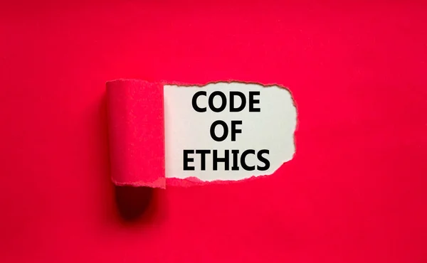 Code Ethics Symbol Words Code Ethics Appearing Torn Purple Paper — Stock Photo, Image