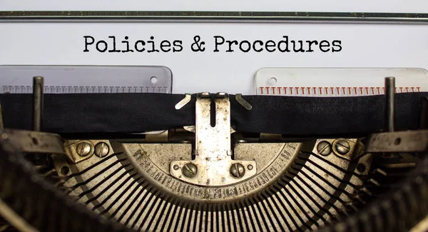 Policies Procedures Symbol Words Policies Procedures Typed Retro Typewriter Business — Stock Photo, Image