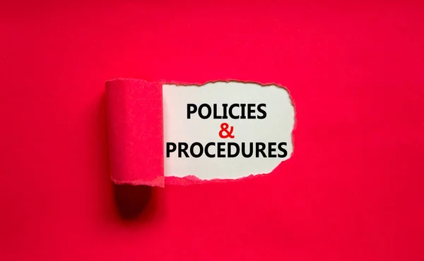 Symbol Polityki Procedur Słowa Polityka Procedury Pojawiające Się Podartym Fioletowym — Zdjęcie stockowe