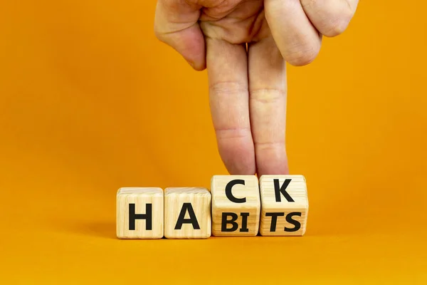 Hack Habits Symbol Doctor Turns Wooden Cubes Words Hack Habits — Stock Photo, Image