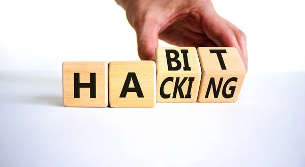Habit Hacking Symbol Doctor Turns Wooden Cubes Words Habit Hacking — Stock Photo, Image