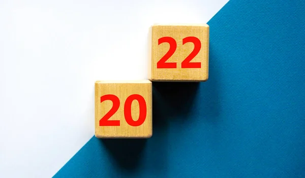 2022 Boldog Évet Szimbólum Fakockák 2021 Től 2022 Tartó Változást — Stock Fotó
