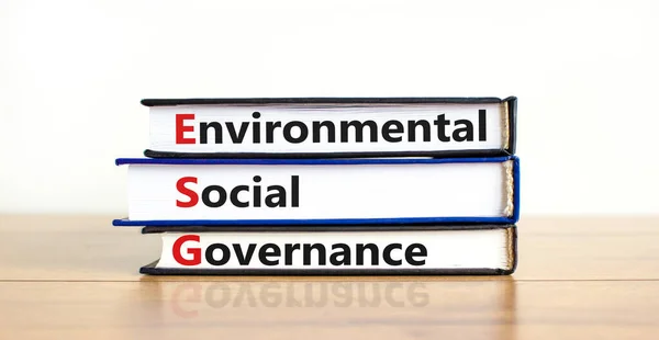 Esg Símbolo Gobernanza Social Ambiental Libros Con Palabras Esg Gobernanza — Foto de Stock