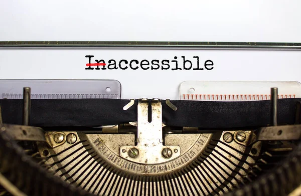 Símbolo Inaccesible Accesible Cambió Palabra Conceptual Inaccesible Accesible Escrita Una —  Fotos de Stock