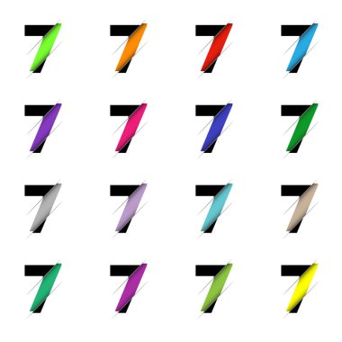 Renkli numaralardan yapılmış yedi numara. Portföyümde başka numaralar var mı bak.