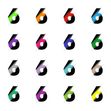 Altı numaralı kağıt kesiği. Gerçekçi 3D çok katmanlı kağıt kesim efekti beyaz arka planda izole edilmiş. Alfabe harfi yazı tipi. Doğum günü veya düğün karşılama tasarımı için dekorasyon ögesi