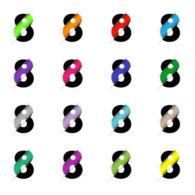 Sekiz numaralı hacim logosu, vektör tasarım şablonu elementleri