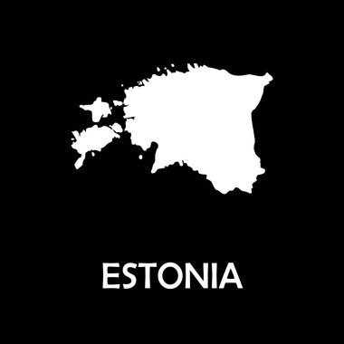 Estonya Harita Vektörü - Estonya 'nın Boş Haritası Avrupa Siyah Siluet ve Beyaz Üzerine İzole EP Vektörü