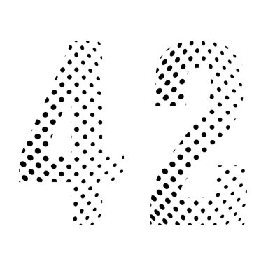 42 numara, 42 numara yarım ton. Noktalı illüstrasyon beyaz arka planda izole edilmiş. Vektör illüstrasyonu.