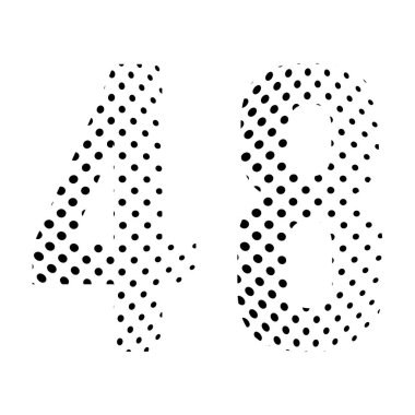 Kırk sekiz numara, 48 numara yarım ton. Noktalı illüstrasyon beyaz arka planda izole edilmiş. Vektör illüstrasyonu.