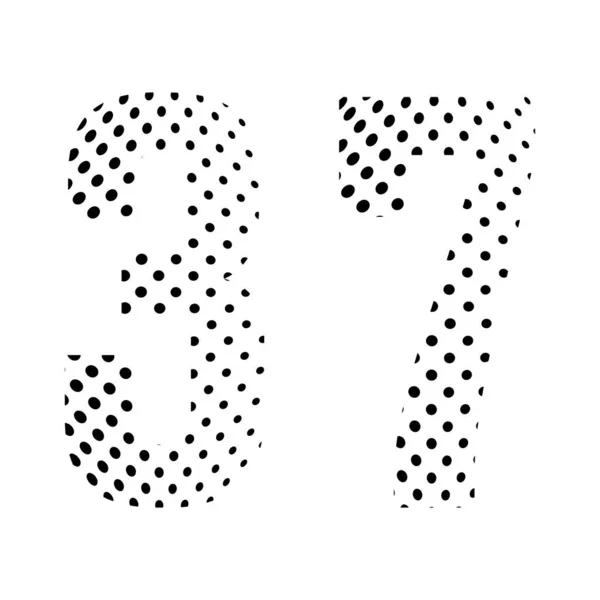 Number Thirty Seven Halftone Dotted Illustration Isolated White Background Vector — Stock Vector
