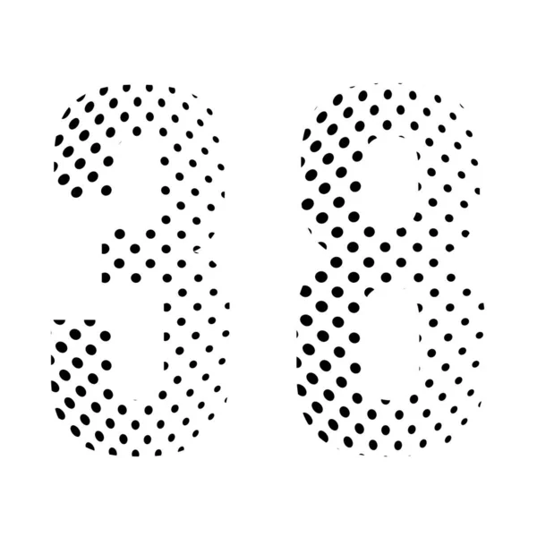 Number Thirty Eight Halftone Dotted Illustration Isolated White Background Vector — Stock Vector