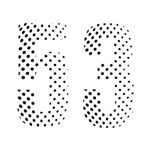 Number Fifty Three Halftone Dotted Illustration Isolated White Background Vector — Stock Vector