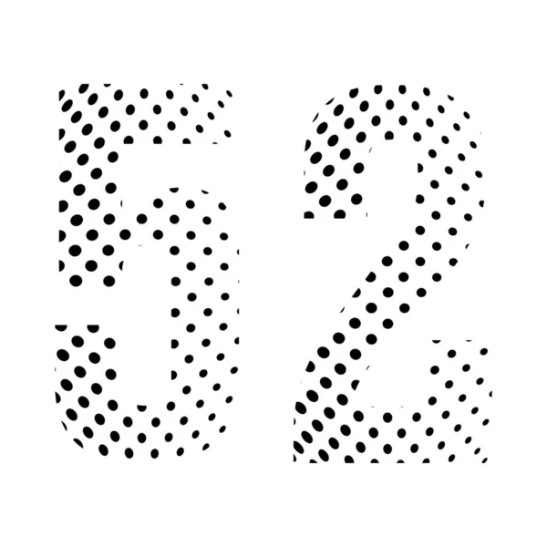 52分の52という数字です 白い背景に点在する点線のイラスト ベクターイラスト — ストックベクタ