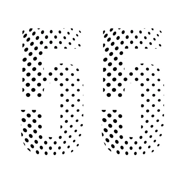 Number Fifty Five Halftone Dotted Illustration Isolated White Background Vector — Stock Vector