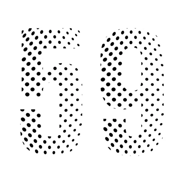 Number Fifty Nine Halftone Dotted Illustration Isolated White Background Vector — Stock Vector