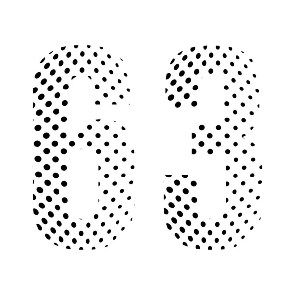63番 63番のハーフトーン 白い背景に点在する点線のイラスト ベクターイラスト — ストックベクタ