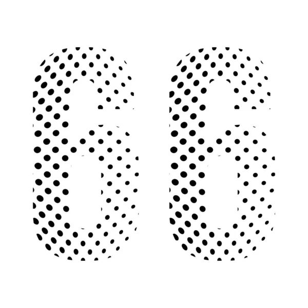 Number Sixty Six Halftone Dotted Illustration Isolated White Background Vector — Stock Vector