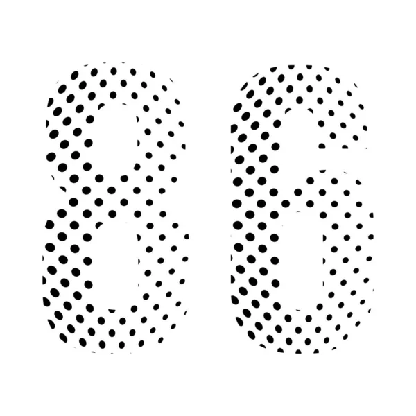 Numéro Demi Teinte Illustration Pointillée Isolée Sur Fond Blanc Illustration — Image vectorielle