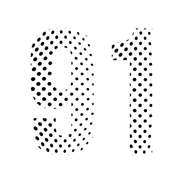 Номер Дев Яносто Один Півтоні Плямиста Ілюстрація Ізольована Білому Тлі — стоковий вектор