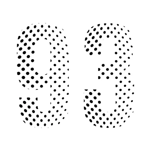 Number Ninety Three Halftone Dotted Illustration Isolated White Background Vector — Stock Vector