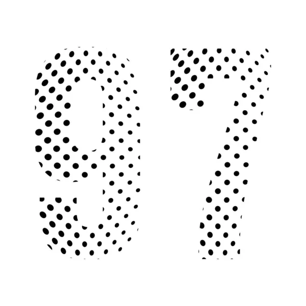 ９７番 ９７番です 白い背景に点在する点線のイラスト ベクターイラスト — ストックベクタ