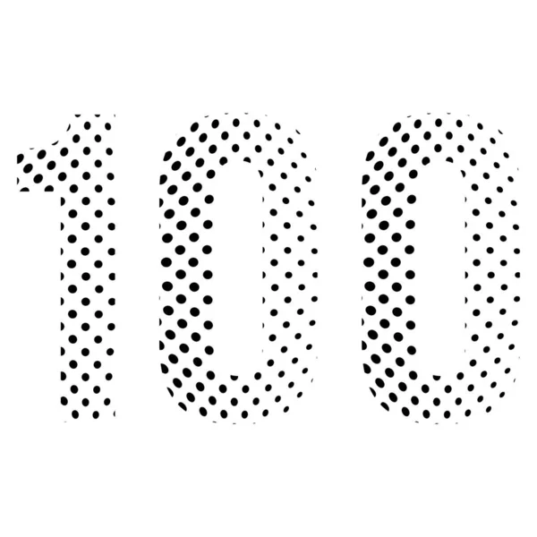 Number One Hundred 100 Halftone Dotted Illustration Isolated White Background — Stock Vector