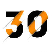 30 3 0 Number Logo Design s kreativním střihem a černým kruhem na pozadí. Tvůrčí design loga.