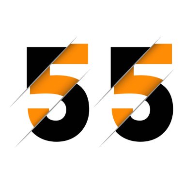 Yaratıcı Kesimi ve Siyah Çember Arkaplanı olan 55 Numara Logo Tasarımı. Yaratıcı logo tasarımı.