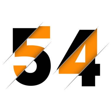 Yaratıcı Kesimi ve Siyah Daire Arkaplanı olan 54 5 4 Numaralı Logo Tasarımı. Yaratıcı logo tasarımı.