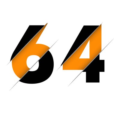 64 64 64 Numara Yaratıcı Kesimi ve Siyah Daire Arkaplanı olan Logo Tasarımı. Yaratıcı logo tasarımı.