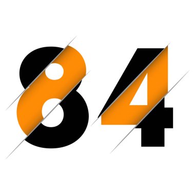 Yaratıcı Kesimi ve Siyah Daire Arkaplanı olan 84 numara logo tasarımı. Yaratıcı logo tasarımı.
