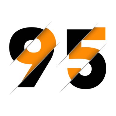 95 95 Numara Yaratıcı Kesimi ve Siyah Daire Arkaplanı olan Logo Tasarımı. Yaratıcı logo tasarımı.