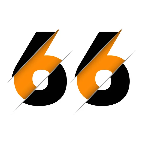 6号标志设计 具有创意剪裁和黑圈背景 创意标志设计 — 图库矢量图片