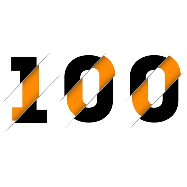 Diseño Logo 100 Number Con Corte Creativo Diseño Del Logo — Archivo Imágenes Vectoriales
