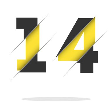 14 Numaralı Logo Tasarımı, Yaratıcı Kesim ve Siyah Çember Arkaplan. Yaratıcı logo tasarımı.