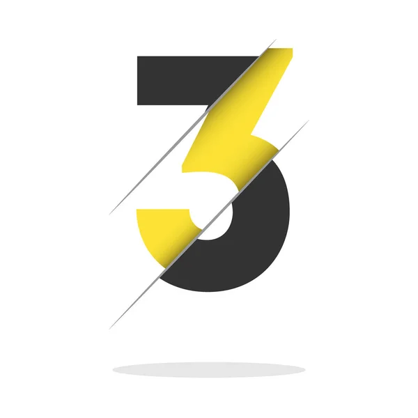 3番ロゴデザインアイコン背景 — ストックベクタ