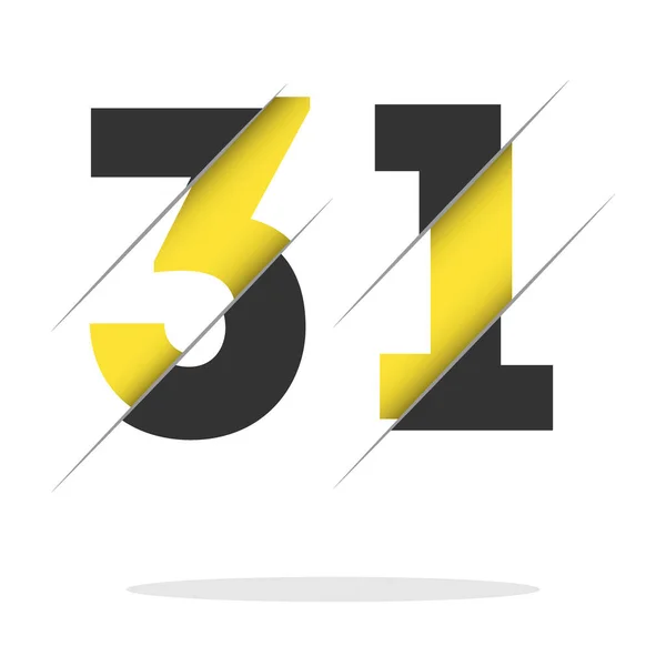 Projekt Logo Liczb Kreatywnym Wycięciem Czarnym Kołem Tle Kreatywny Projekt — Wektor stockowy