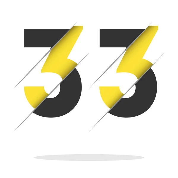 Yaratıcı Kesimi Siyah Çember Arkaplanı Olan 333 Numara Logo Tasarımı — Stok Vektör