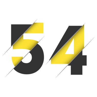 Yaratıcı Kesimi ve Siyah Daire Arkaplanı olan 54 5 4 Numaralı Logo Tasarımı. Yaratıcı logo tasarımı.