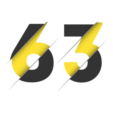 Yaratıcı Kesimi ve Siyah Daire Arkaplanı olan 63 Numara Logo Tasarımı. Yaratıcı logo tasarımı.