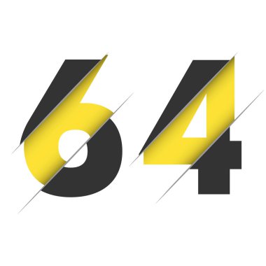 64 64 64 Numara Yaratıcı Kesimi ve Siyah Daire Arkaplanı olan Logo Tasarımı. Yaratıcı logo tasarımı.