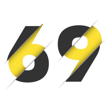 Yaratıcı kesimi ve Siyah Çember Arkaplanı olan 69 69 Numara Logo Tasarımı. Yaratıcı logo tasarımı.