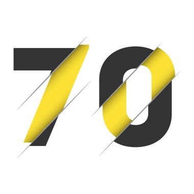 70 Numara Yaratıcı Kesim ve Siyah Çember Arkaplanlı Logo Tasarımı. Yaratıcı logo tasarımı.
