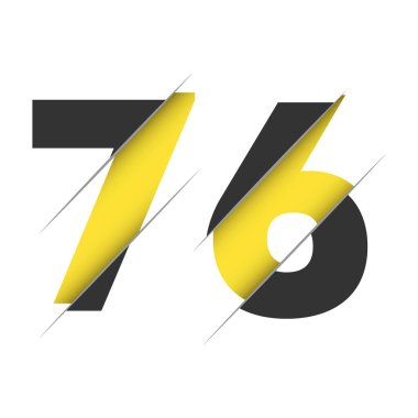Yaratıcı Kesimi ve Siyah Daire Arkaplanı olan 76 76 Numara Logo Tasarımı. Yaratıcı logo tasarımı.