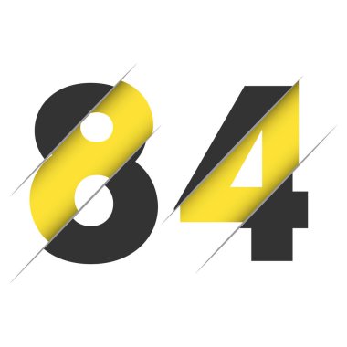 Yaratıcı Kesimi ve Siyah Daire Arkaplanı olan 84 numara logo tasarımı. Yaratıcı logo tasarımı.