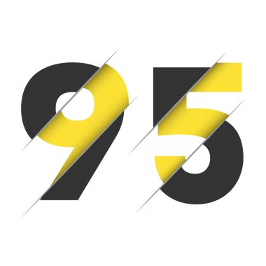 95 95 Numara Yaratıcı Kesimi ve Siyah Daire Arkaplanı olan Logo Tasarımı. Yaratıcı logo tasarımı.